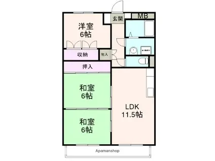 ヴェル・ドミール(3LDK/3階)の間取り写真