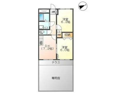 ゴールドクレスト(2DK/1階)の間取り写真