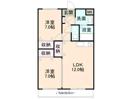 アクアトスカーナ(2LDK/3階)の間取り写真