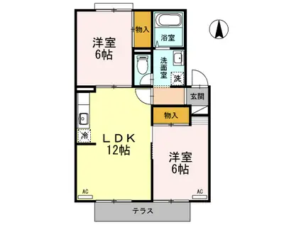 ファームハイツMⅠ(2LDK/1階)の間取り写真