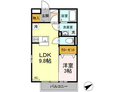グランビア神田(1DK/2階)の間取り写真