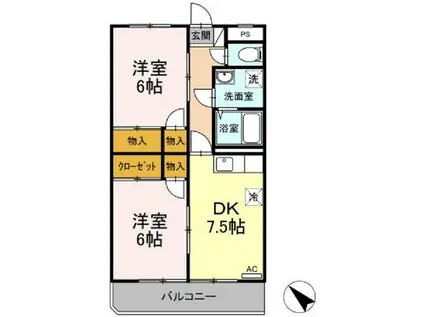 サンフォーレK(2DK/3階)の間取り写真