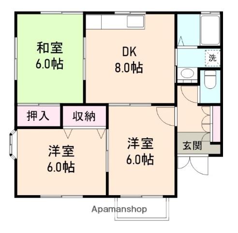 永光ツインハウスB棟(3DK/2階)の間取り写真