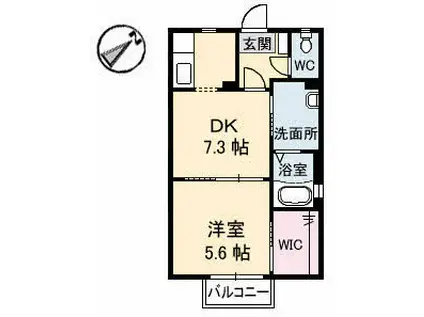 パークヒルひまわり(1DK/1階)の間取り写真