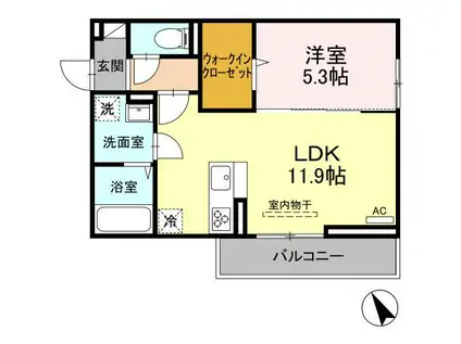 カーサ アリーナ(1LDK/2階)の間取り写真