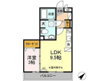 GRAND・MER(1LDK/2階)の間取り写真