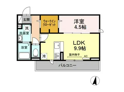 グラン・アイオ A棟(1LDK/2階)の間取り写真