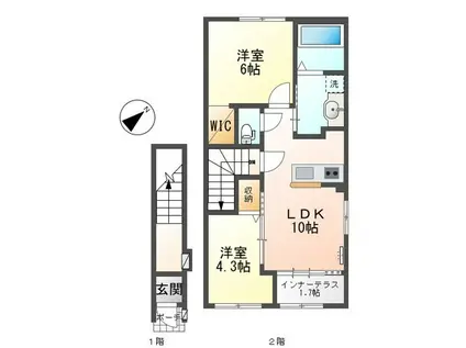 LA PAUSE 東出雲(2LDK/2階)の間取り写真