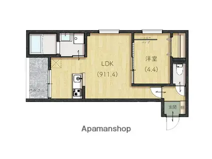 LIEN東津田(1LDK/1階)の間取り写真
