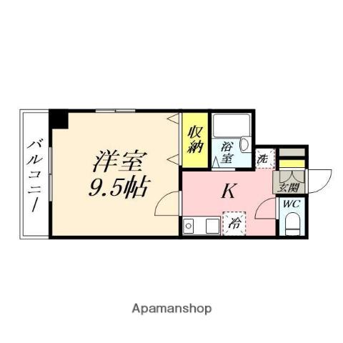 PALAZZOWAKO(1K/5階)の間取り写真
