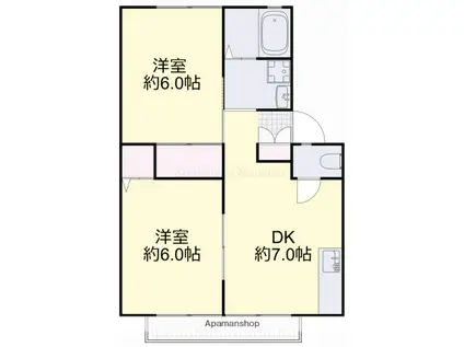 ウインディア湊(2DK/2階)の間取り写真