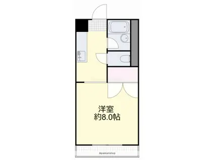 メゾンフルールⅡ(1K/2階)の間取り写真