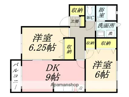 クリスタルパレス C(2DK/2階)の間取り写真