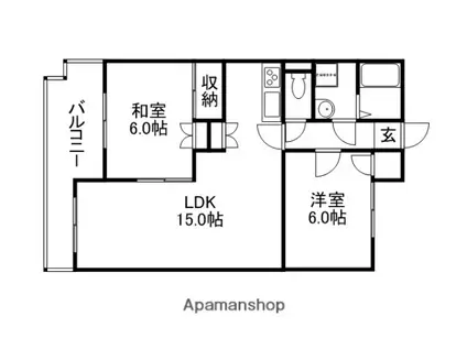 Aコートヴィレッジ Ⅰ(2LDK/2階)の間取り写真