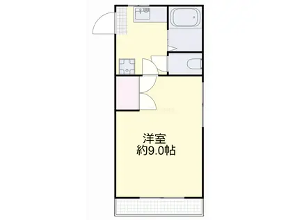 ラ・パルテール福富 弐番館(1K/1階)の間取り写真