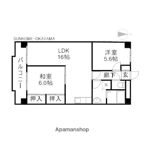 グランデュール今2(2LDK/6階)の間取り写真
