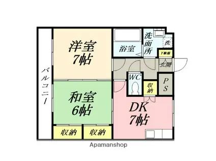 サニークレスト清水(2DK/2階)の間取り写真