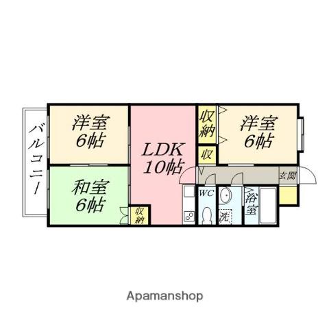 ビューティフル長瀬(3LDK/1階)の間取り写真