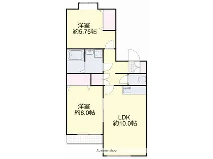 コートサイドコーポ(2LDK/2階)の間取り写真