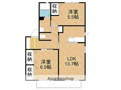 フレベールメゾン J棟(2LDK/2階)の間取り写真