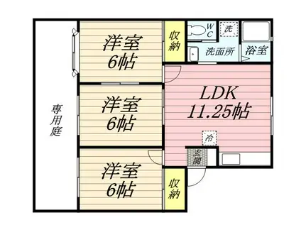 シティークレスト C棟(3LDK/1階)の間取り写真