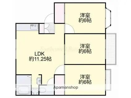 シティークレスト C棟(3LDK/2階)の間取り写真