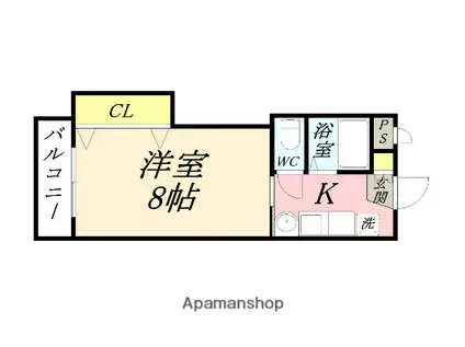 シャインブライト寿Ⅰ(1K/2階)の間取り写真