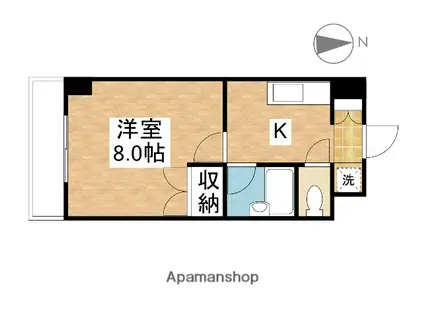 津山線 法界院駅 徒歩25分 5階建 築31年(1K/3階)の間取り写真