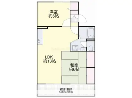 エントピア学南B(2LDK/1階)の間取り写真