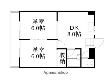 メゾンフルールⅠ(2DK/3階)の間取り写真