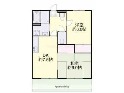 サンセール(2DK/1階)の間取り写真