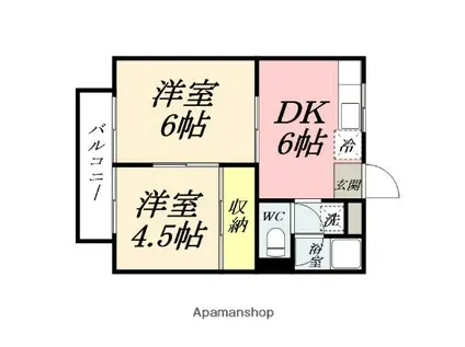 コーポ操扇山(2DK/2階)の間取り写真
