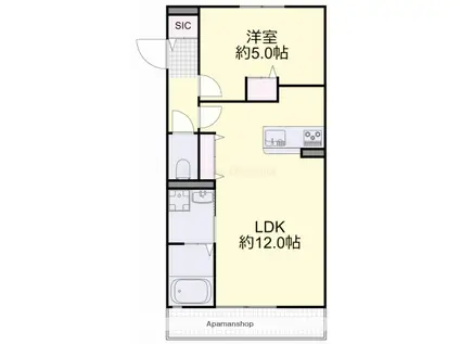 アルカ・ソラーレⅣ(1LDK/1階)の間取り写真