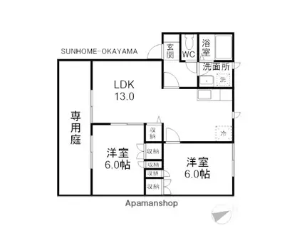 メゾン・タチバナD(2LDK/1階)の間取り写真