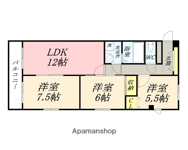 メゾフォルテ豊成(3LDK/3階)の間取り写真