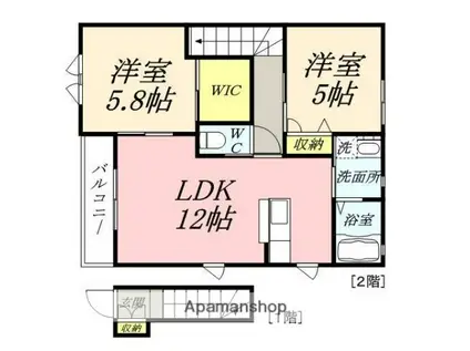 カトルフィーユ迫間A棟(2LDK/2階)の間取り写真