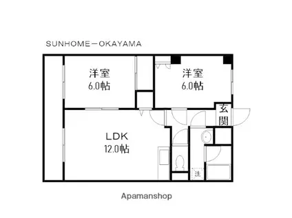 アリベ国富(2LDK/5階)の間取り写真