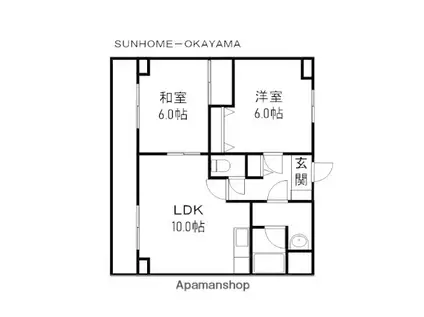 アリベ国富(2LDK/7階)の間取り写真