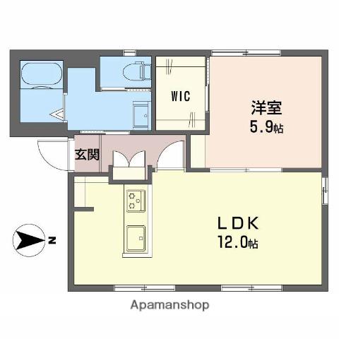 ハイツ紫福苑 B(1LDK/1階)の間取り写真