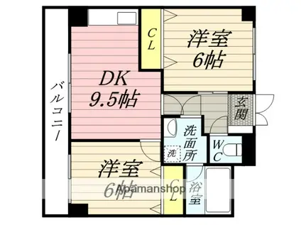 レポーゼ1(2DK/4階)の間取り写真