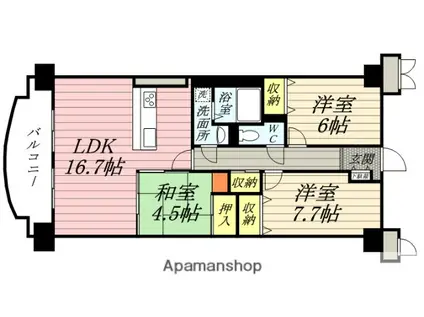 サントノーレ西市(3LDK/9階)の間取り写真