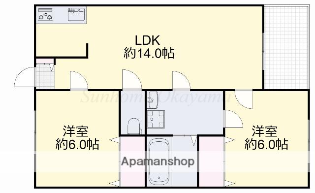 ライズガーデン壱番館(2LDK/2階)の間取り写真