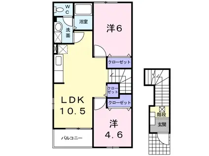 クレール(2LDK/2階)の間取り写真