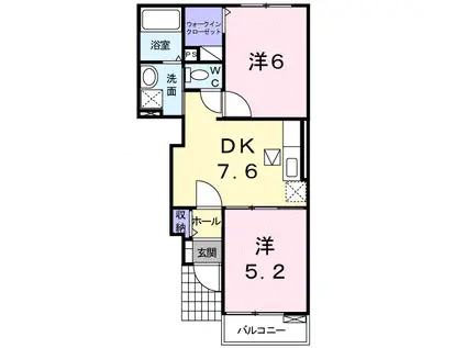ベントルナータB(2DK/1階)の間取り写真