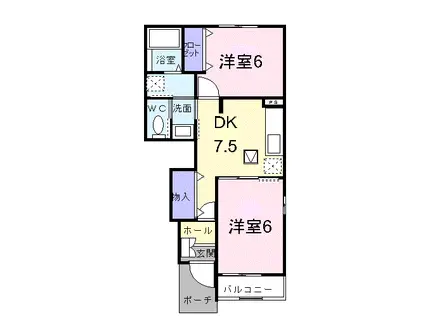 アルモニー(2DK/1階)の間取り写真