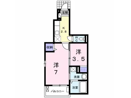 リバーサイド(2K/1階)の間取り写真