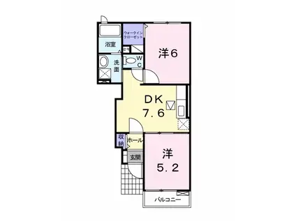 サンティエ(2DK/1階)の間取り写真