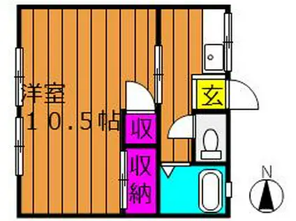 ベルハイツ西市(1K/2階)の間取り写真