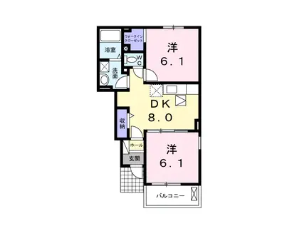 マーガレット御津(2DK/1階)の間取り写真