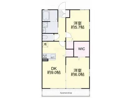 アネシス円山A(2DK/2階)の間取り写真